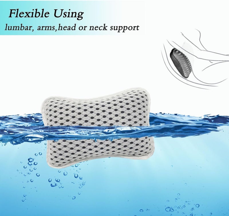Rasenoo Bath Pillows for tub,Home Spa Pillows for Bathtub, Hot Tub,Head and Neck Support with 2 Strong Suction Cups,Grey - Image 3